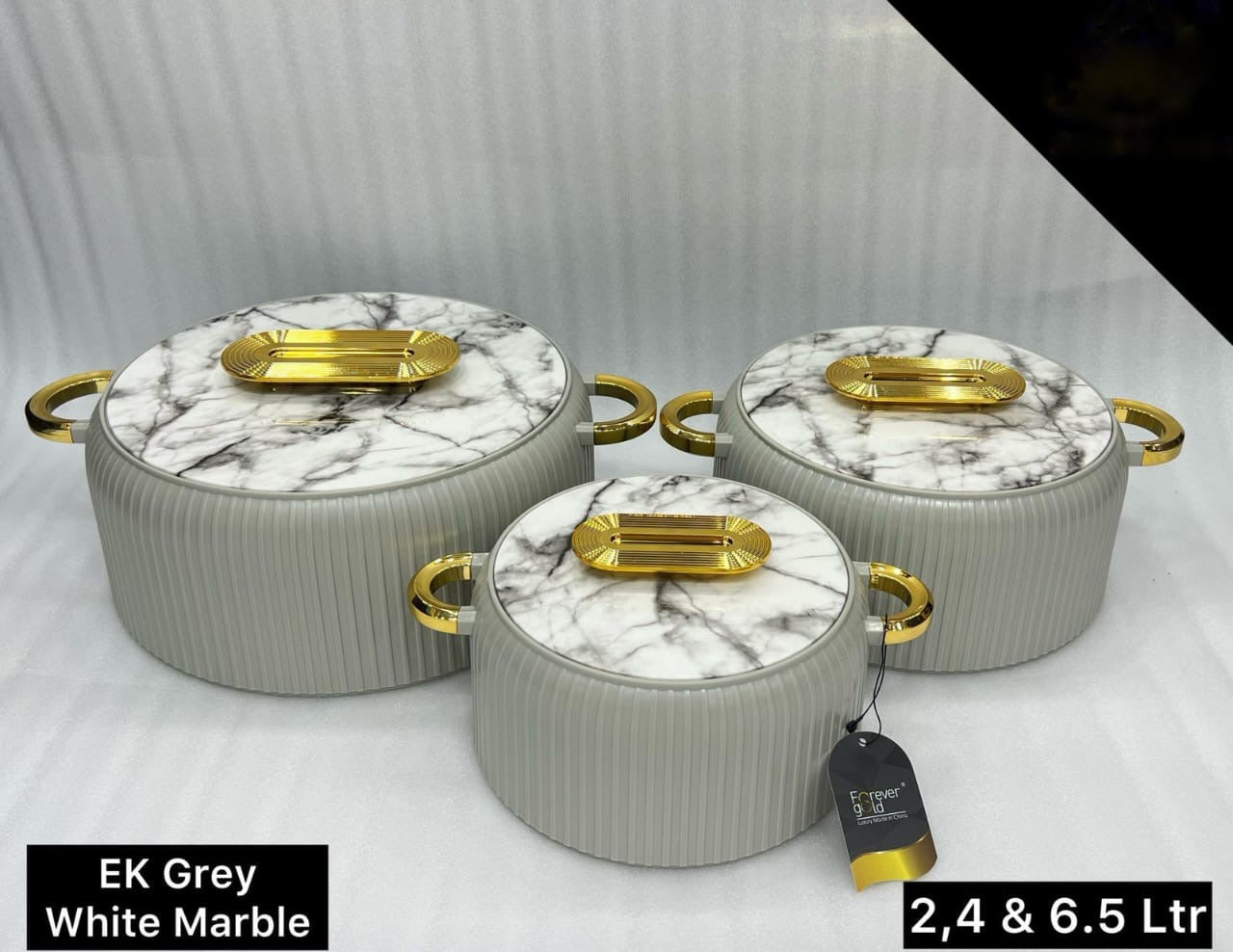 Grey With White Marble Lid Hotpot Set