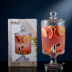 Brilliant 3L crystal glass beverage dispenser