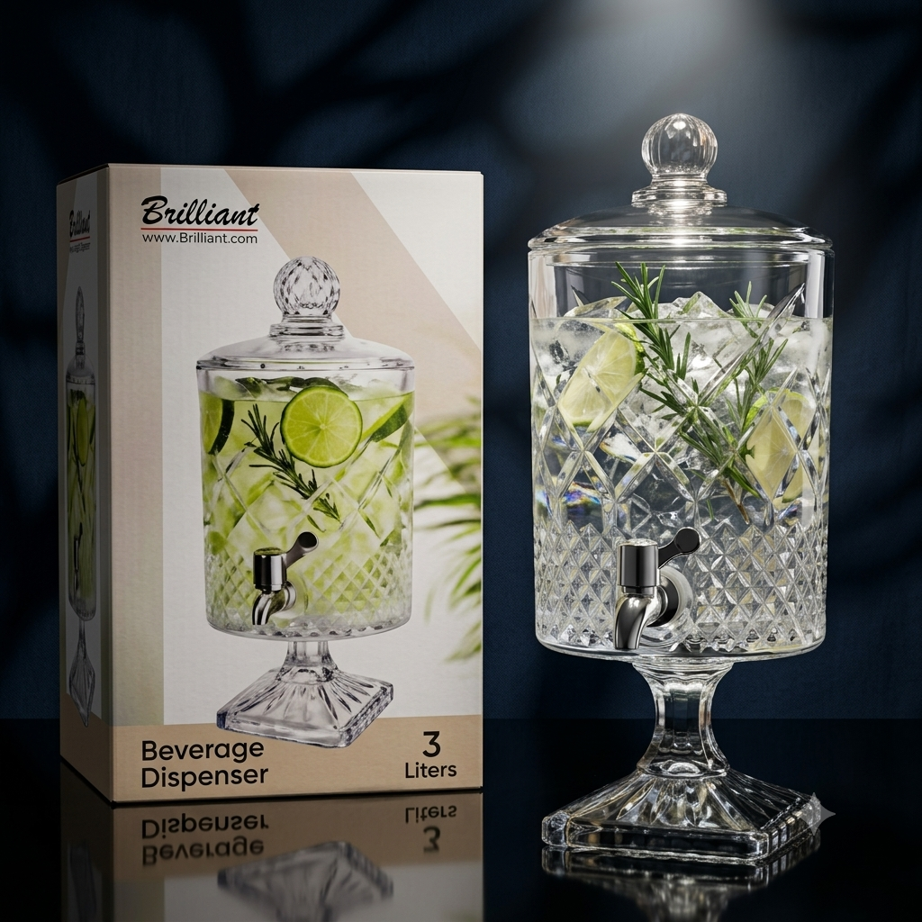 Brilliant 3L crystal glass beverage dispenser