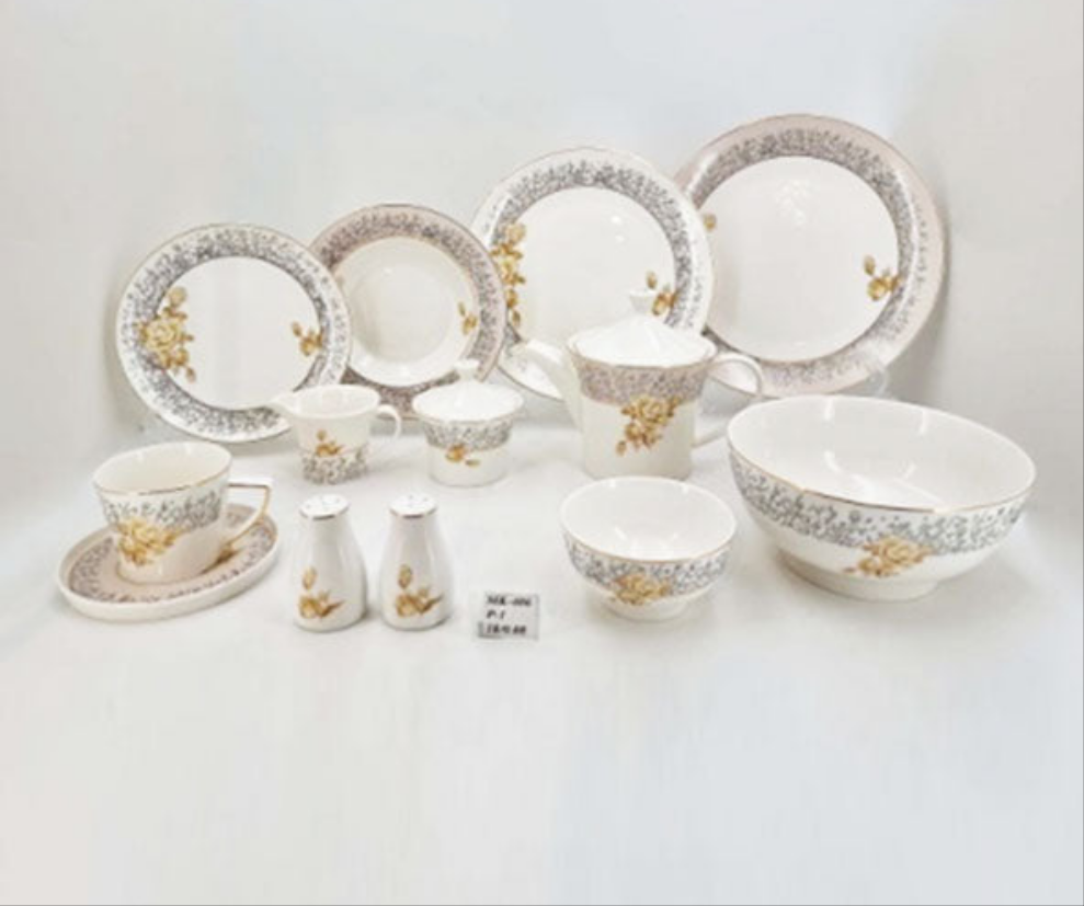 Dinner Set Gold Flower 6 Person 47 Pcs