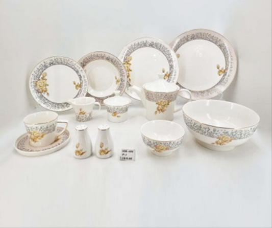 Dinner Set Gold Flower 6 Person 47 Pcs