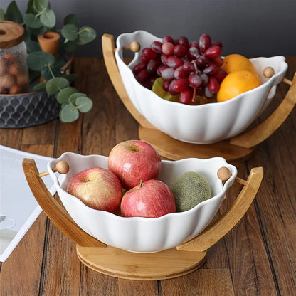 STYLISH WOODEN BASE HANGING FRUIT BOWL