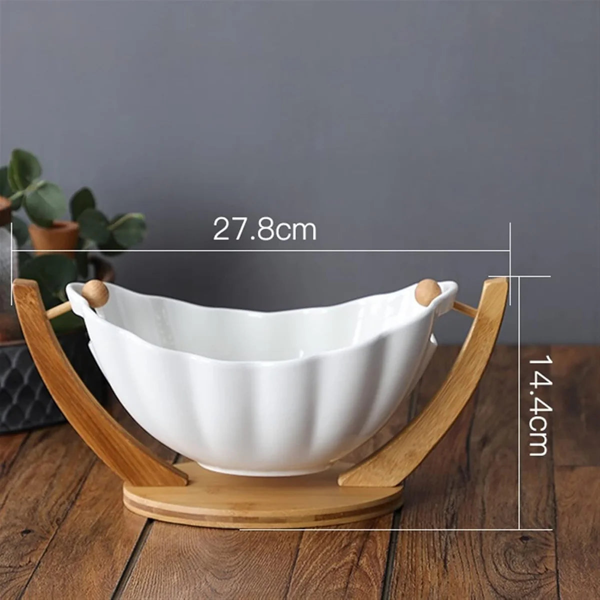 STYLISH WOODEN BASE HANGING FRUIT BOWL