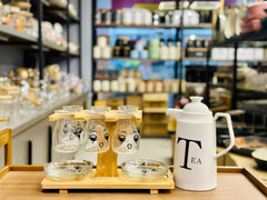 Ceramic 15pcs Tea Set With Wooden Base