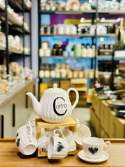 Ceramic 15pcs Tea Set With Wooden Base