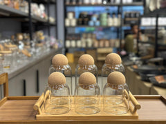 Masala 6 Pcs Ball top glass jar set with stand