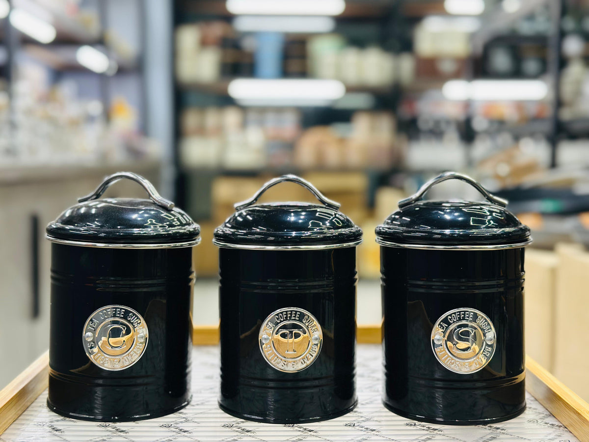 Metal Tea, Coffee And Sugar Airtight Jars