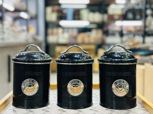 Metal Tea, Coffee And Sugar Airtight Jars