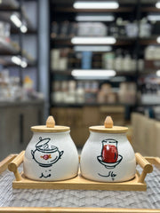 Ceramic 2pcs Jar Set With Stand