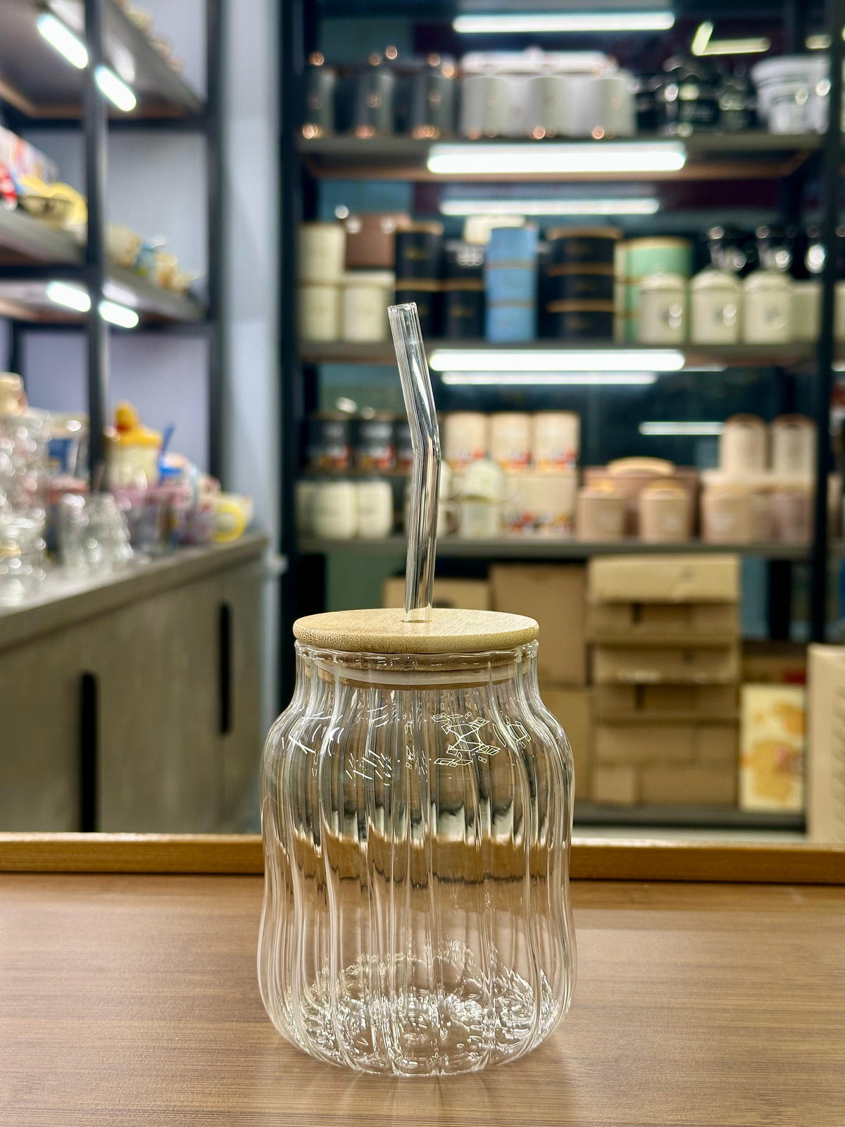 450ml coffee glass with straw