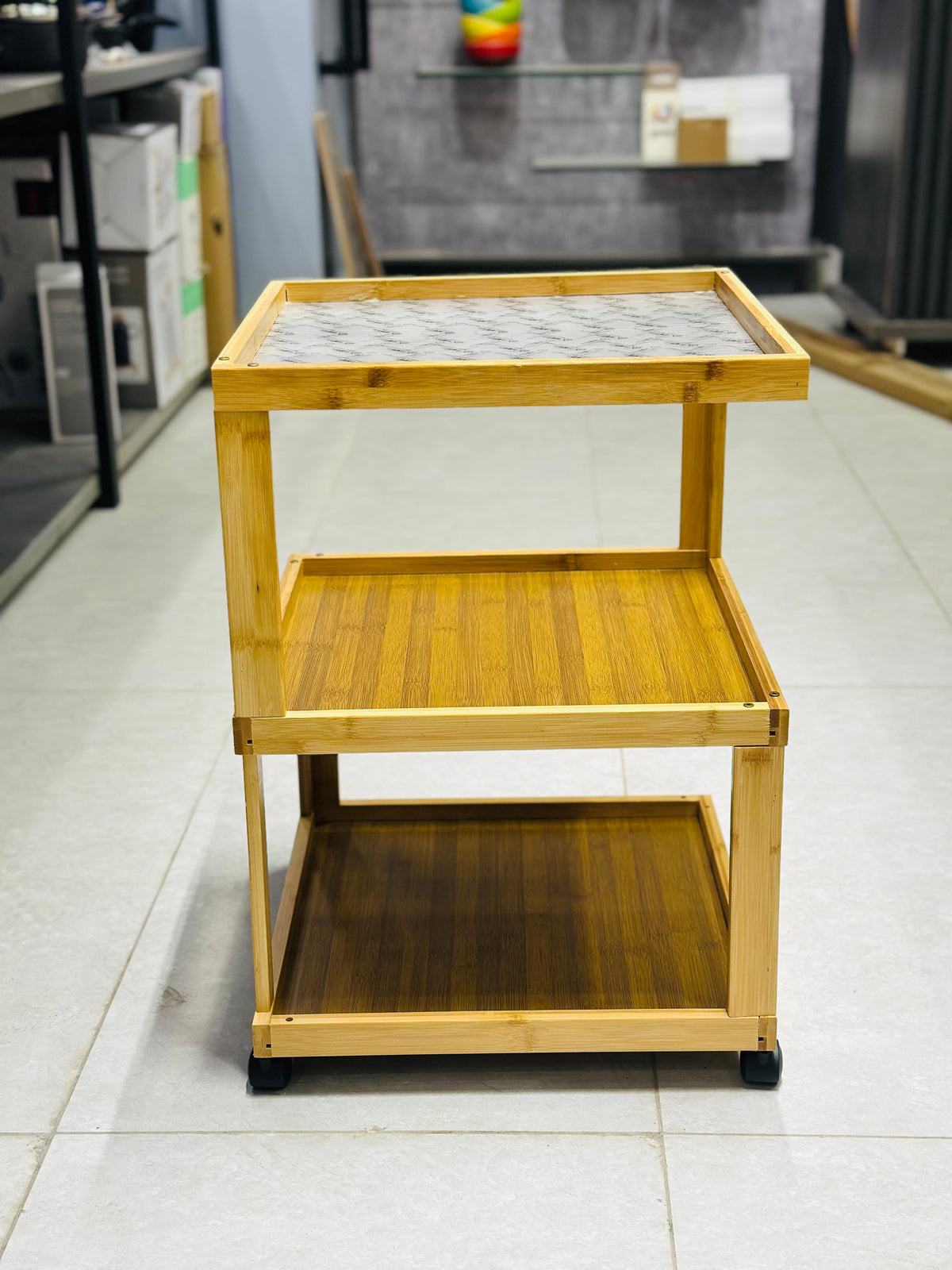 3-Tier Wooden Trolley