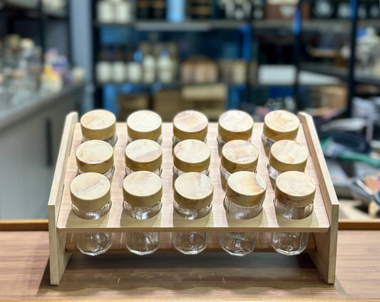 Masala Bottles with Bamboo Rack