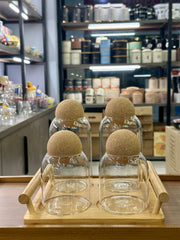 Masala Ball Top Glass Jar Set With Stand