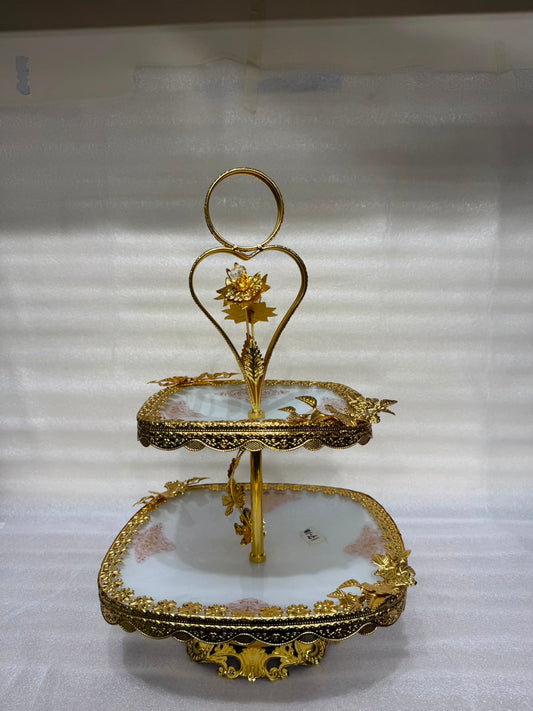 Gold Two-Tier Serving Tray