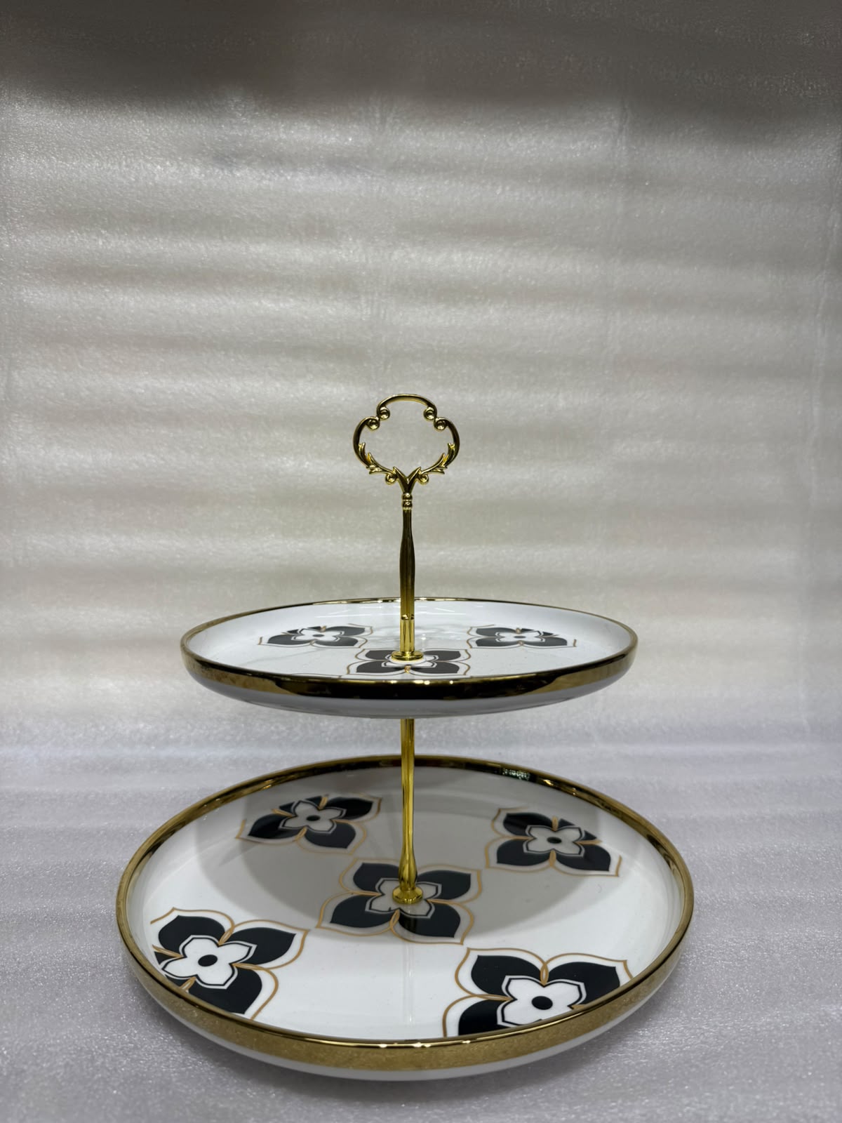 Floral Two-Tier Serving Tray