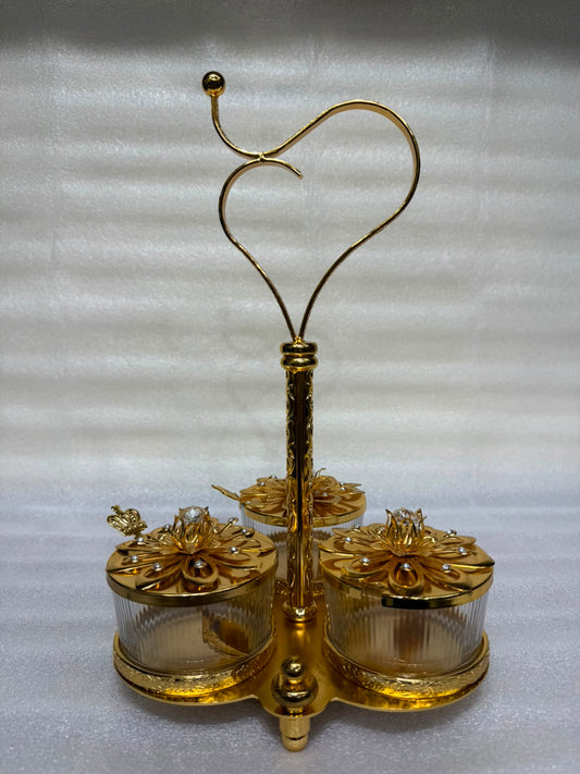 Gold-Trimmed Triple Condiment Set