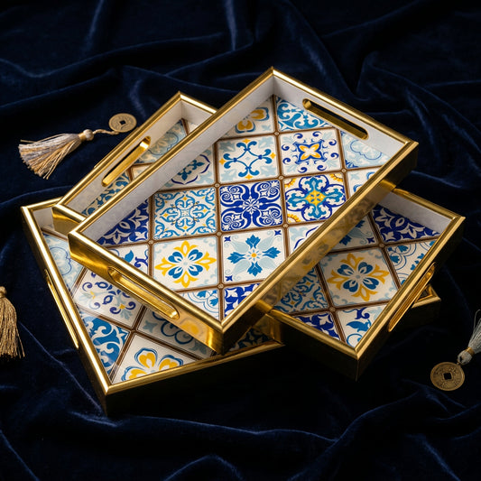 3 Piece Decorative Serving Tray Set