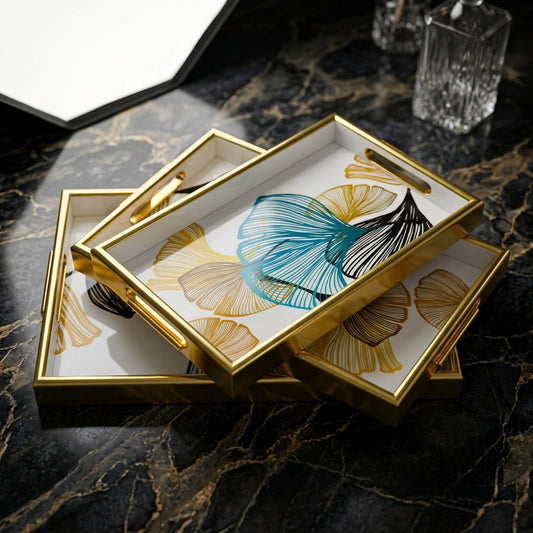 3 Piece Decorative Serving Tray Set