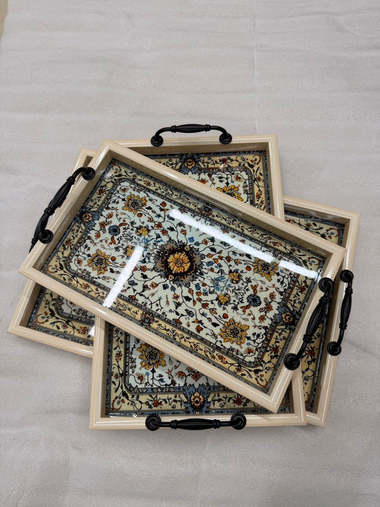 3 Piece Decorative Serving Tray Set