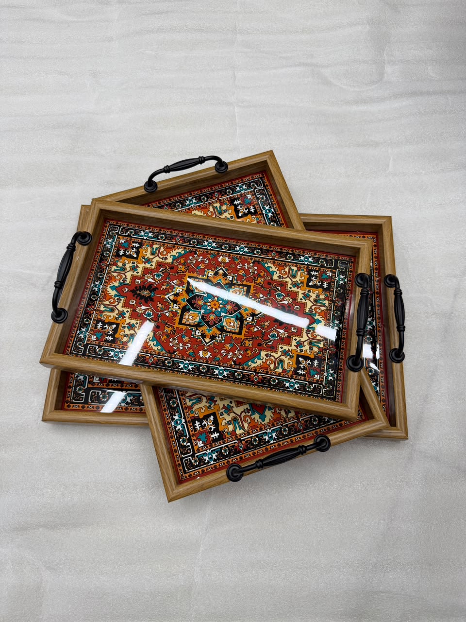 3 Piece Decorative Serving Tray Set
