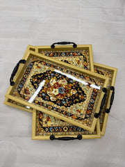 3 Piece Decorative Serving Tray Set