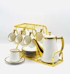 Ceramic Tea Set with Gold Stand
