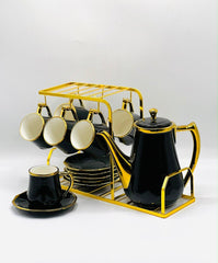 Ceramic Tea Set with Gold Stand