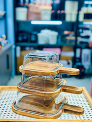 Walnut Wood Square Kebab Serving Dish with lid