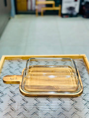 Walnut Wood Square Kebab Serving Dish with lid