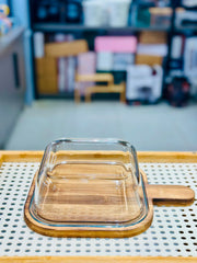 Walnut Wood Square Kebab Serving Dish with Lid Rectangular