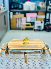 Walnut Wood Square Serving Dish with Stand