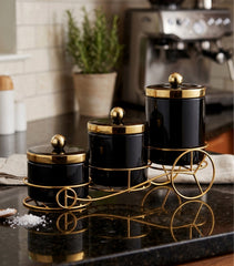 3Pcs Jar Golden Stand Set
