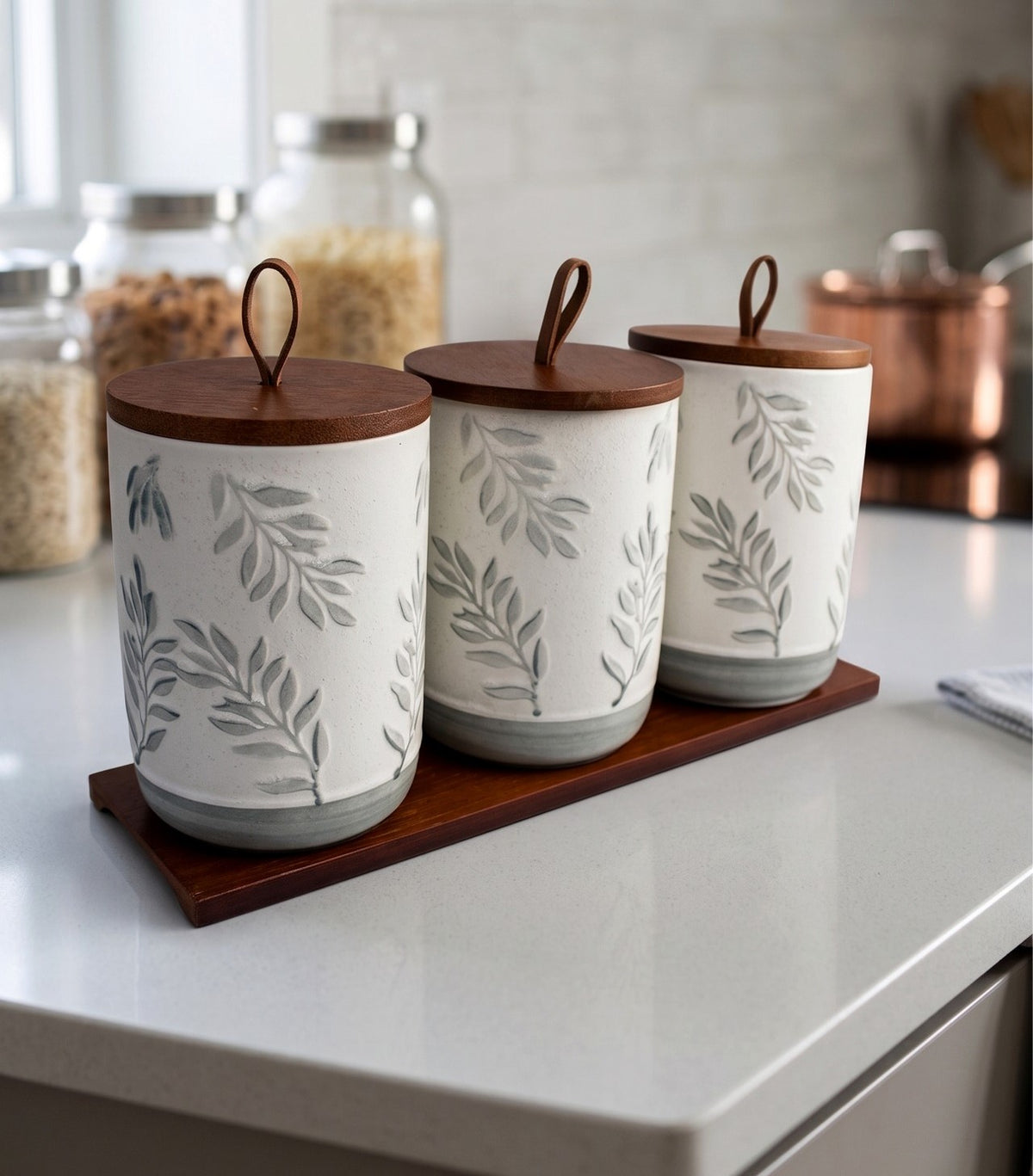 3Pcs Jar Wooden Tray