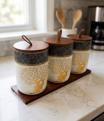 3Pcs Jar Wooden Tray