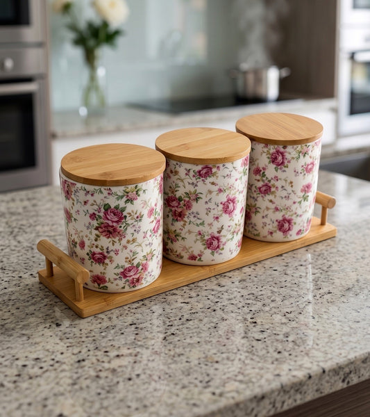 3Pcs Jar Wooden Tray