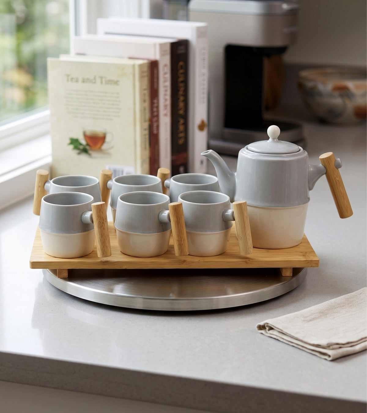 Tea Set With Wood Tray