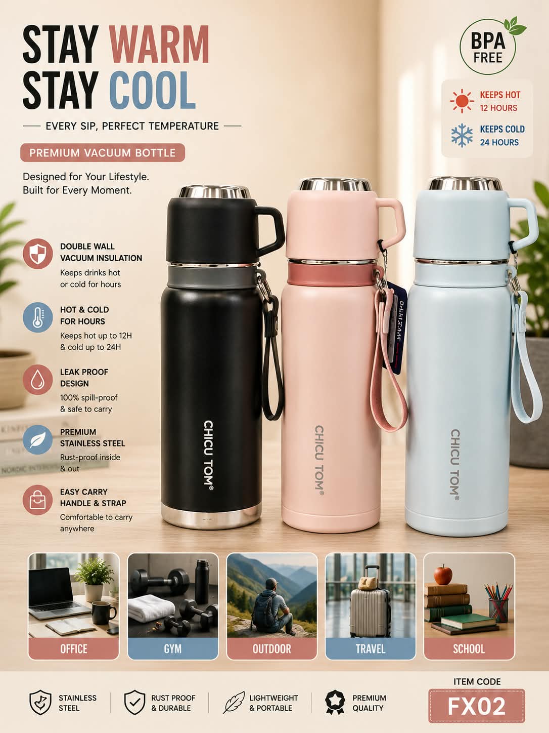Premium Insulated Stainless Steel Bottle