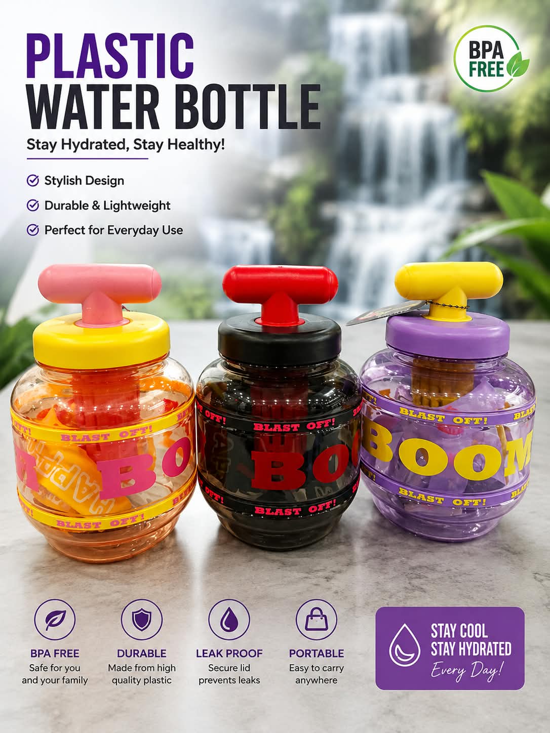 Bomb-Shaped Kids Plastic Water Bottle
