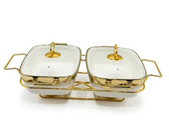 Luxury Porcelain Twin Rectangle  Chafing Dish