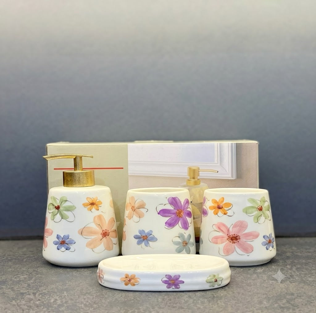 Brilliant 4Pcs Bath Set Flower