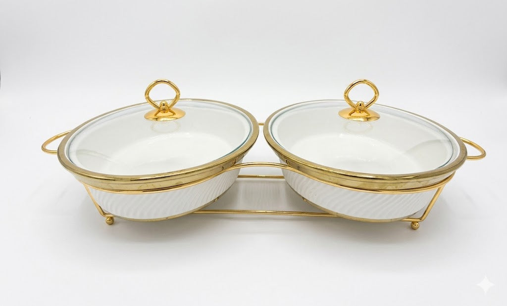 Luxury Porcelain Twin Oval Chafing Dish