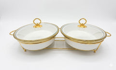 Luxury Porcelain Twin Oval Chafing Dish