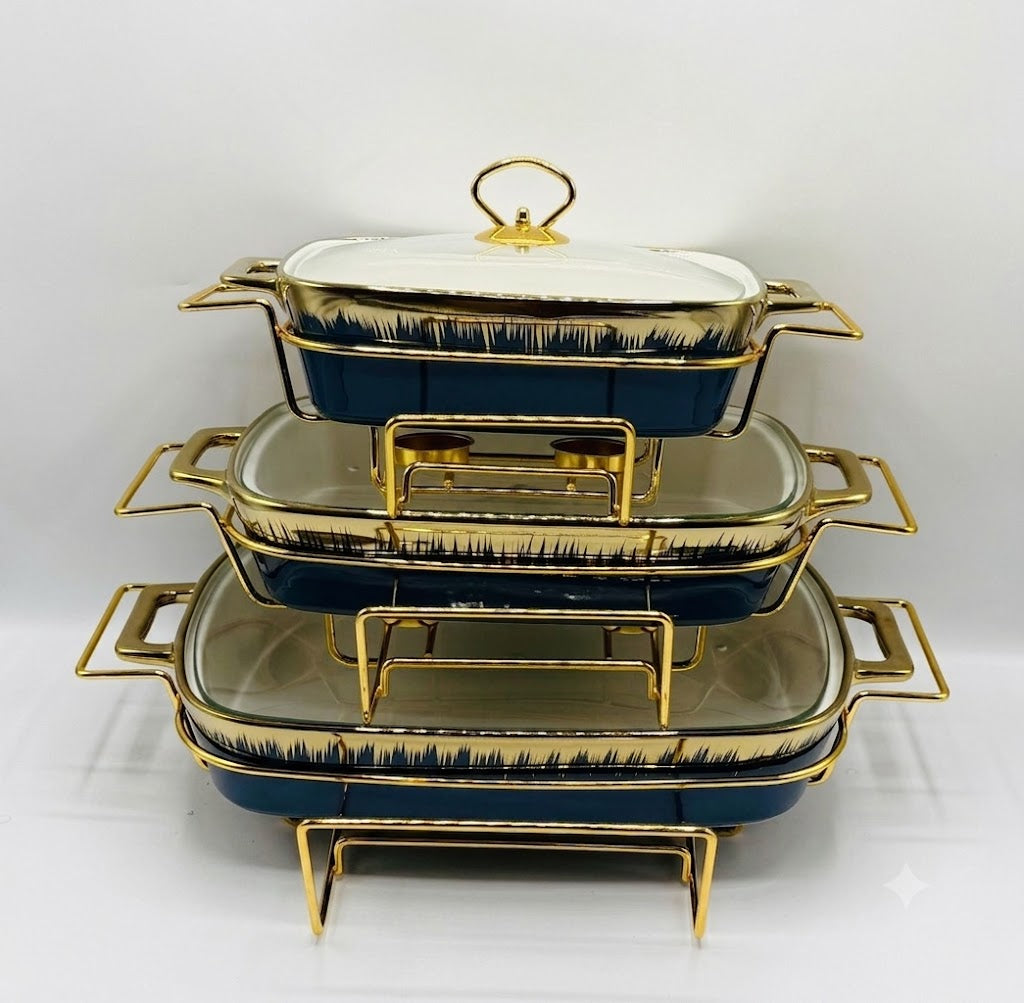 Luxury Porcelain rectangle Ceramic Chafing Dish