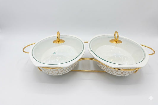 Luxury Porcelain Oval Twin Chafing Dish
