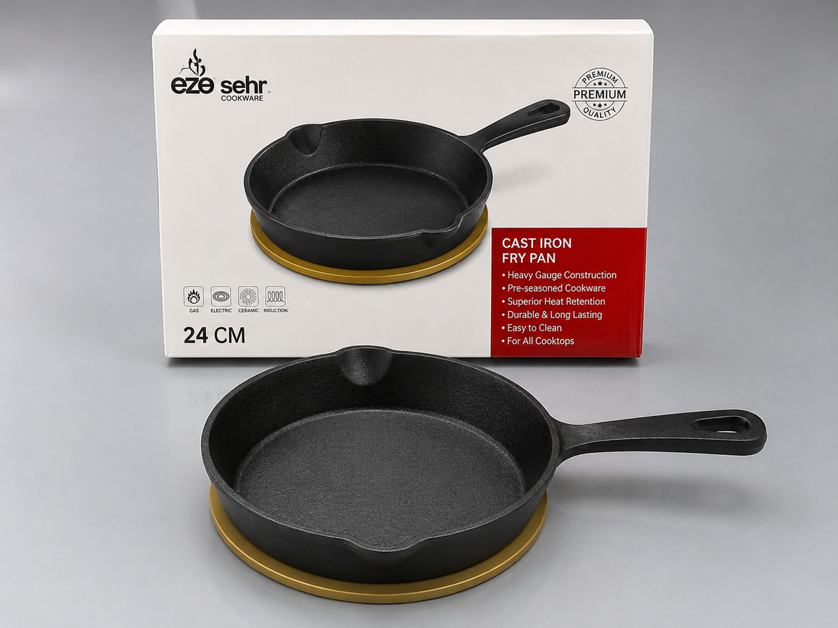 Premium Pre-Seasoned Cast Iron Tawa | Non-Stick | Even Heat Distribution | 10 Inch