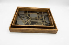 Tray Set Wood + Glass