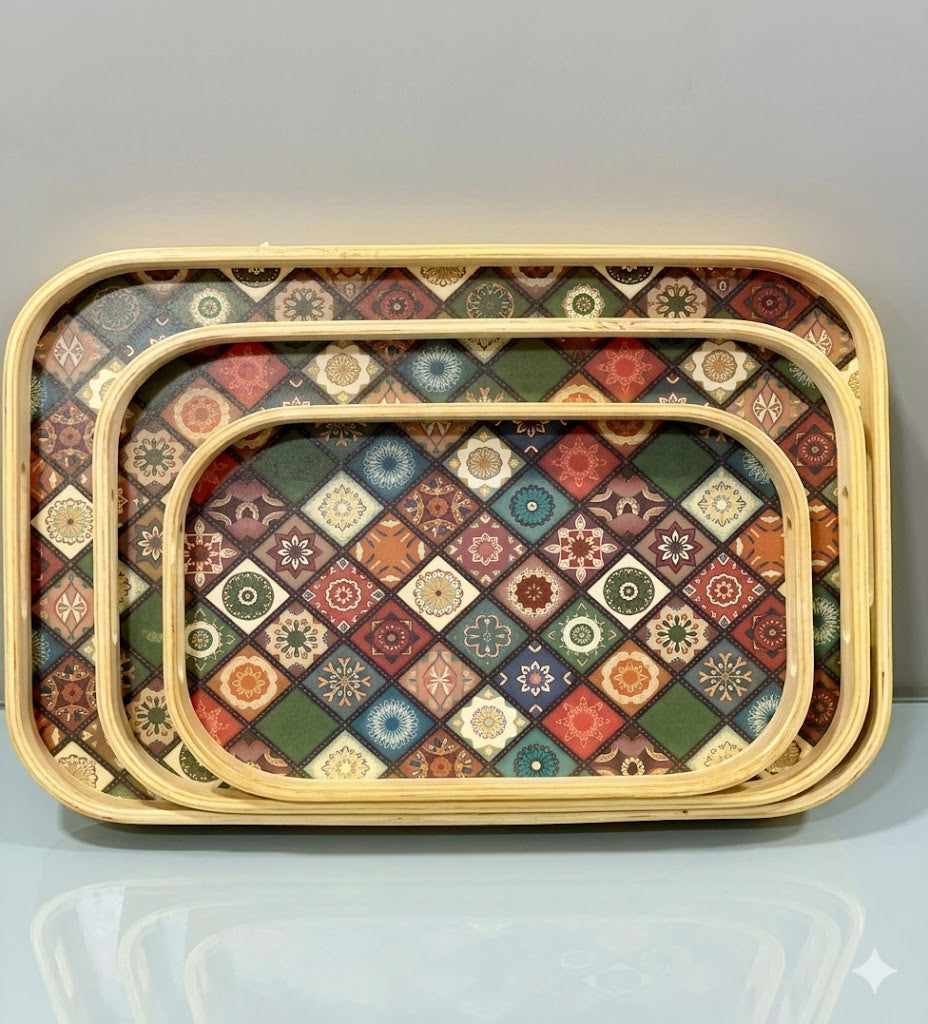 Tray Set Floral Pattern