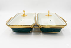 Luxury Porcelain Twin Rectangle Chafing Dish