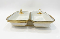 Luxury Porcelain Twin Rectangle Chafing Dish