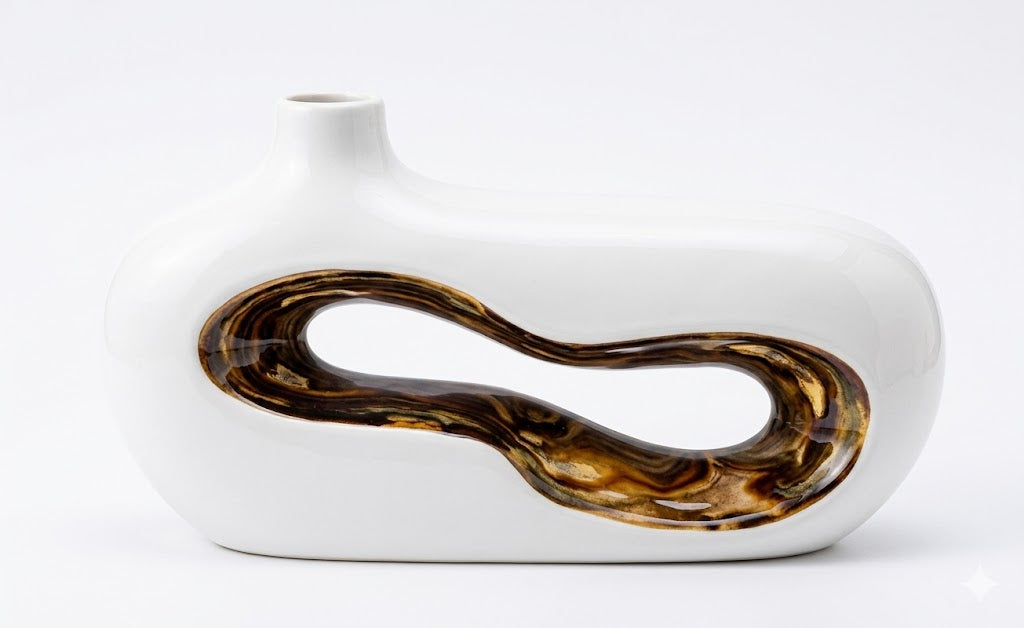 White Basket Vase